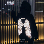 Helkivad kapuutsid The Angel On Your Back Kirjaga tr&uuml;kitud Street Style Paks Unisex kapuutsid Talvine soe Pullover Coat Naiste Punk Hoodid L must