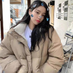 Talvine uus l&uuml;hike puuvillane mantel Korea lahtine vaba vabaaja soe puuvillane mantel Kahepoolne kandmine paksendatud mugav puuvillane mantel S roheline