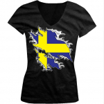 Rootsi Rip Through Flag Swedish Pride Swede Juniors V kaelusega Unisex T-s&auml;rk S