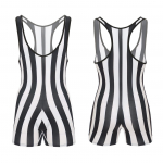 Meeste triibuline maadlus, sportlik vormiv riietus, bokserp&uuml;ksid, &uuml;hes t&uuml;kis kombinesoon XL valge/must