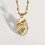 Hip Hop Ice Out tsirkoon kullav&auml;rvi hobusepea ripats hobuseraua kaelakee meeste ja naiste rokkr&auml;pi ehted kingitus