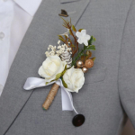 Boutonniere Corsage Pin Flowers Camellia Daisy White Tulip Rose Silk Flower