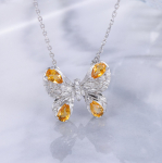 Butterfly rangluu kett 925 h&otilde;bedast ripats moodne naiste kaelakee safiir tsitriin amet&uuml;st kaelakee 925 silver