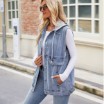 Uus teksavest, camisole, suvine moesuund, varrukateta teksavest, naiste trend XL