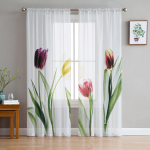 V&auml;rvilised abstraktsed lillega t&uuml;llkardinad elutoa k&ouml;&ouml;gi jaoks l&auml;bipaistvad voile kardinad magamistoa aknapaneelid 135W x 114H(cm)