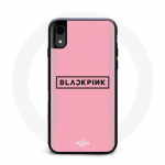 Coque pour Iphone XR Blackpink Groupe de K-pop Logo Fond Rose