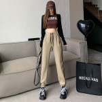 Harem Casual Pants Naiste dressip&uuml;ksid 2024, kevad ja s&uuml;gis, uus mood, vabad sirged p&uuml;ksid pluss sametist pealisr&otilde;ivad M-4XL L must