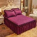Luksuslik pitsvoodi seelik, paksendatud voodi, king-suurus 2/3 tk puuvillane Queen voodiga komplekt Madrats &uuml;hev&auml;rviline suures suuruses linad 3 Pcs 150x200cm