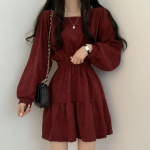 Korea elegantne k&otilde;rge v&ouml;&ouml;kohaga minikleit naiste pikkade varrukatega gooti stiilis mustad kleidid, nelinurkse kraega A-joonega magus vintage disainiga kleit XXL must