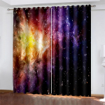 Odav sinine kosmiline planeet T&auml;heline Linnutee taevas ruum, lapsed varjutavad 2 paneeli kardinad magamistoa elutuppa Kodukonksu sisekujundus W50xH130(CM)x2PCS-Rod pocket