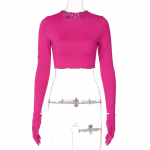 Mood Solid Slim Fit T-s&auml;rgid Naine &Uuml;markaelus Pikkade Varrukatega Kinnas Seksikas T-s&auml;rk Topid Y2K Naiste Elegantsed vabaaja T-s&auml;rgid Naiste riided 24096 S oranž