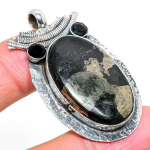 Natural Pyrite Agate, Spinel Gemstone 925 Sterling Silver Pendant 1.97 g9f74