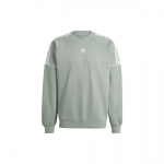 Adidas Originals Trefoil triibulise logoga tikitud &uuml;mmarguse kaelusega dressipluus Meeste pealisr&otilde;ivad H&otilde;be-roheline IB8696 XS