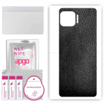 apgo Protective Skin Sticker for the back compatible with Motorola One 5G UW, Wrap Film, Foil, Vinyl - Pattern Black Leather