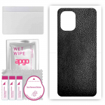 apgo Protective Skin Sticker for the back compatible with Umidigi Power 7s, Wrap Film, Foil, Vinyl - Pattern Black Leather