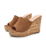 Uued trendikad naiste moekad kiilusandaalid Avatud Peep Toe Espadrille platvormiga sandaalid Naistele T&uuml;drukutele Kiilud Suvised Bohemian Slip-on kontsaga sandaalid 41 pruun