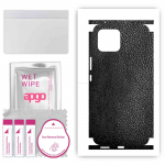 apgo Protective Skin Sticker for the back+sides compatible with Huawei nova 8 SE, Full Wrap Film, Foil, Vinyl - Pattern Black Leather