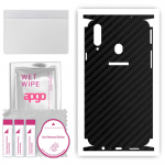 apgo Protective Skin Sticker for the back+sides compatible with Samsung Galaxy A20s, Full Wrap Film, Foil, Vinyl - Pattern Carbon Black