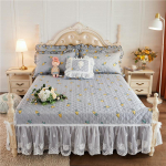 Kvaliteetne 100% puuvillane tepitud voodi seelik King Queen-size armas lilledega tr&uuml;kitud romantiline pitsvoodikate ilma padjap&uuml;&uuml;rita Only 2pcs Pillowcase