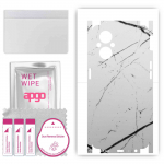 apgo Protective Skin Sticker for the back+sides compatible with Oppo F21 Pro 5G, Full Wrap Film, Foil, Vinyl - Pattern White Marble