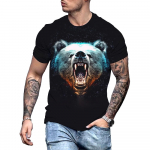 Big Bear 3D Print Suvine Meeste &Uuml;markaelusega T-s&auml;rk vabaaja l&uuml;hikeste varrukatega Suurem&otilde;&otilde;tmeline Pullover Mood T&auml;navar&otilde;ivad Trend Meeste R&otilde;ivad 4XL