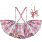 T&uuml;drukute Lolita kleit printsessi kleit s&auml;rk + v&ouml;&ouml; kleit &uuml;likond ruuduline kleit kaheosaline komplekt kevadsuvi ja s&uuml;gis 80 roosa
