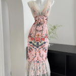 Prantsuse vintage Y2k V-kaelusega midikleit naiste vabaaja &otilde;htupeokleit rannastiilis Boho retro elegantne &uuml;hes t&uuml;kis korea kleit S roosa