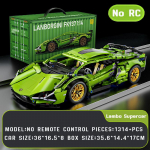 Tehniline super v&otilde;idus&otilde;iduauto mudel ehitusplokid auto tagasit&otilde;mbamine DIY MOC s&otilde;idukiklotsid Laste ehitusm&auml;nguasjad Green Lamborghini-1314Pcs
