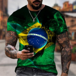 Meeste mood Brasiilia T-s&auml;rk Harajuku Meeste Brasiilia lipp 3D-printimine Vabaaja spordi T-s&auml;rk vabaaja l&uuml;hikeste varrukatega Birl T-s&auml;rk S