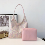 Butterfly tr&uuml;kitud naiste &otilde;lakott, suur mahutav kandekott kaenlaaluste kott roosa