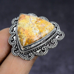 Ocean Jasper Gemstone handmade 925 Sterling Silver gift Jewelry Ring Size 7 m4n13