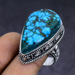 Tibetan Turquoise Gemstone 925 Sterling Silver gift Jewelry Ring Size 9.5 U8V29