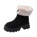 Platvormiga Lumesaapad Naiste Uued Talvised V&auml;ikesed Libisemiskindlad Sametpaksundatud Kirde-Hiina Puuvillased Kingad Retro Ankle Boots 35 must