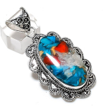 Natural Spiny Oyster Gemstone 925 Sterling Silver Jewelry Pendant 2.36 r2h61
