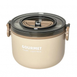 1 komplekt mugav l&otilde;unakarbi varjatud k&auml;epidemega kuumakindel konteiner helehall v&auml;rv