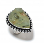 Natural Prehnite Gemstone Handmade 925 Sterling Silver Gift Ring Size 10 q0o47