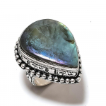 Natural Labradorite Gemstone Handmade 925 Sterling Silver Ring Size 10 q2b63