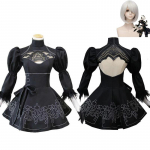 Nier Automata Yorha 2b Cosplay Kost&uuml;&uuml;m Parukas Riietus M&auml;ngud Halloweeni seksikad naised, must uhke kleit Anime rollim&auml;ngu &uuml;likond - Cosplay kost&uuml;&uuml;mid l