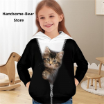 T&uuml;drukute 3D-kassi kapuutsiga pullover, pikkade varrukatega 3D-prindiga lasteriiete mood kost&uuml;&uuml;mid t&uuml;drukutele vanuses 2&ndash;12 aastat 120