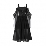 Halloweeni maksikleit naiste renessansiaegne vintage &otilde;lgadeta &scaron;ifoonist pikk kleit ruudukujulise kaelusega A-joonega silueti rihmaga kost&uuml;&uuml;m pidulikeks puhkudeks M roheline