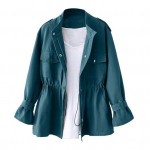 S&uuml;gistalvine naiste jope p&uuml;stine krae rinnataskud t&otilde;mblukuga suletav &otilde;huke v&ouml;&ouml;koht soliidne L roheline