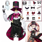 Anime Lyney Cosplay Kost&uuml;&uuml;m Parukas M&uuml;ts Komplekt Fontaine maag Nahast &Uuml;htne Kleit L&uuml;hikeste Juustega Seelik Kindad Komplekt M-(Suit+Wig+Hat)