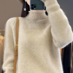 Naiste ka&scaron;miir kampsun Qinghe ka&scaron;miir 30% ka&scaron;miir 70% vill s&uuml;gis-talvine ka&scaron;miir paks pullover pehme ja soe XXL beež