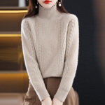 Naiste ka&scaron;miir kampsun Qinghe ka&scaron;miir 30% ka&scaron;miir 70% vill s&uuml;gis-talvine ka&scaron;miir paks pullover pehme ja soe L pruun