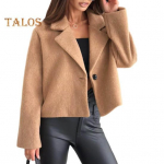 Naiste villane jope Ujutatav krae &uuml;hev&auml;rviline &uuml;he n&ouml;&ouml;biga suletav mantel lahtine l&uuml;hike t&uuml;&uuml;p termiline pikkade varrukatega pendelr&auml;nne tutvumine kevad s&uuml;gis talv M khaki