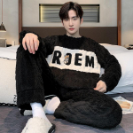 Meeste pidžaama korallifliisist s&uuml;gis- ja talvine pluss sametist paksendatud meeste poiste talvesoe flanellist koduteenindus&uuml;likond XS