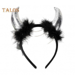 Devil Horn Decor peapael Palus kangast k&auml;sitsi valmistatud kerge elastse disainiga juukser&otilde;ngas Cosplay peod Halloweeni aksessuaarid E