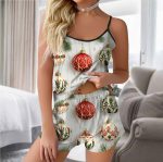 Naiste moe j&otilde;uluprintide komplekt varrukateta pidžaamaga l&uuml;hikesed p&uuml;ksid XXL roheline