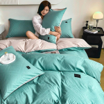 Neljaosalise komplekti, &uuml;hev&auml;rvilised, sileda pinnaga, pestud puuvillased linad, tekikotid, &uuml;hiselamu voodipesu kolmeosalise komplekti 1.2m bed