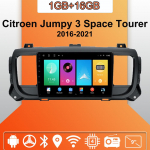 Autoraadio Android Auto Carplay Citroen Jumpy 3 Space Tourer 2016-2021 Multimeediumipleieri peakomplekt Stereo GPS Navigatsioon BT WIFI 1+16GB 1+16GB